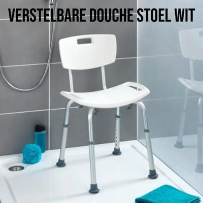 Allernieuwste.nl® Belastbare Verstelbare Douche Stoel met Rugleuning – Antislip – Wit – Ergonomisch & Veilig Douchehulpmiddel voor Ouderen, Revalidatie & Zorggebruik