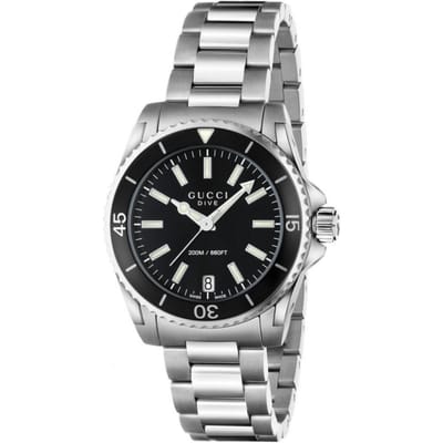 Gucci YA136403 Dive zwarte wijzerplaat dames horloge