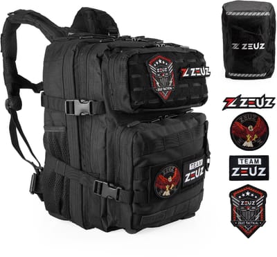 ZEUZ Tactical Rugzak Dames & Heren voor Fitness & CrossFit – Backpack - Sporttas - Militaire Army Bag - Sport Tas – 25 Liter - Zwart
