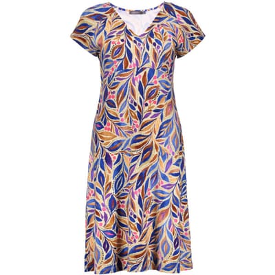 Geisha 67424-60 june 815 dress v-neck short jersey aop pr.02-26-2 indigo/purple