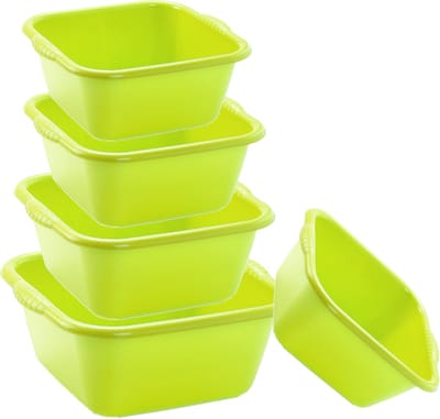 Plasticforte huishoud teilen set - 5 formaten - groen - kunststof - 6-10-15-20-25 liter inhoud