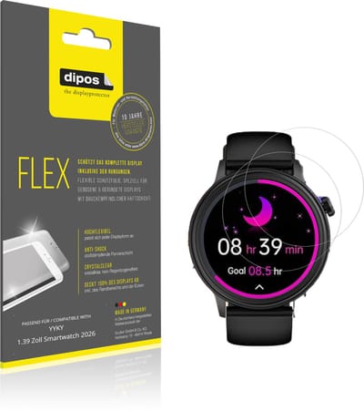 dipos – 2x Beschermfolie geschikt voor YYKY 1.39 Zoll Smartwatch 2026 | 3D Full Cover Screenprotector | 100% Passend