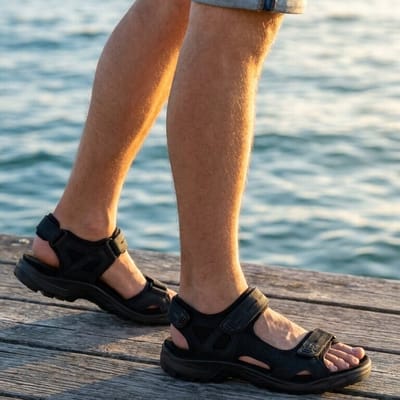 Ecco Ecco Receptor Sandalen zwart Leer