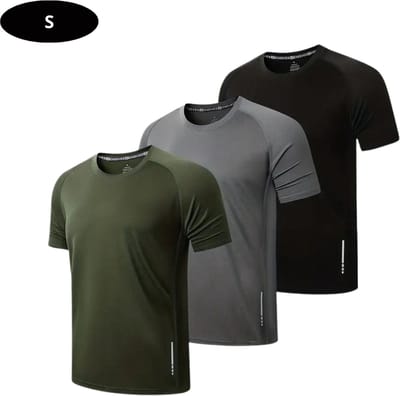 Livano Sportshirt Heren - Sport - Fitness - Compressie Shirt - Corrigerend Hemd - Sportkleding - Mannen - 3 Stuks - Zwart Grijs Groen - S