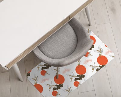 Coloray Vloerbeschermer - Kraanvogels Wolken Stippen Vloerbeschermer Bureaustoel - 100x70 cm - Oranje Vloerbeschermer Groot - Vloerbeschermer Bureaustoel Tapijt - PVC Vloerbeschermer - Rechthoekige Mat - Etnische Thema