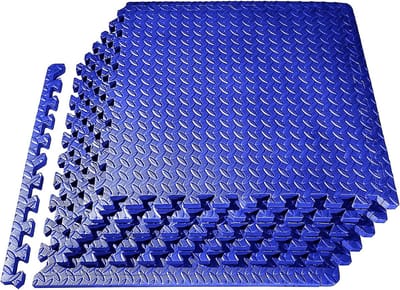 Schuimrubberen Vloermatten - Fitness Tegels - Thuis Sporten - In elkaar grijpend Ontwerp - 8 Stuks 60x60cm - Blauw