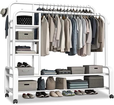 DailySupplies® Garderoberek met Kapstok - Kledingrek - Kledingstang - Wit