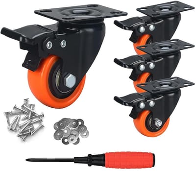 Zware Meubelwielen met Rem 38mm - Dubbele Lager Trolley Wielen PU