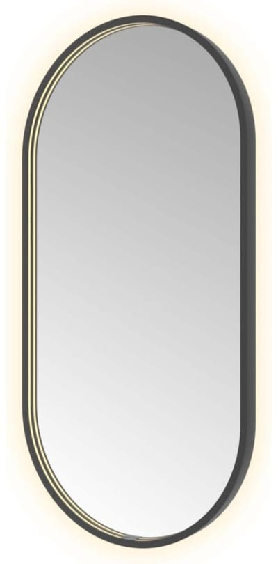 Hotbath &More Mirrors Oval LED Badkamerspiegel - Ovaal - 100 x 50 cm - Geborsteld Zwart Pvd