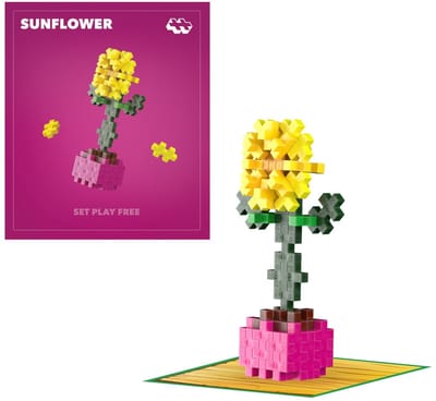 Plus-Plus Plant Pack Bloem Zonnebloem 4340 - Botanical Bouwspeelgoed - Constructiespeelgoed - Set met 50 bouwstenen - Vanaf 5 jaar