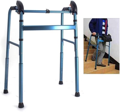 Looprek voor het beklimmen van trappen Standaard Walker Aluminium opvouwbaar lichtgewicht looprek, aluminiumlegering revalidatiehulpmiddel, loophulpmiddel voor senioren