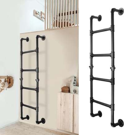 Stapelbed Ladder - Klimladder Trap - Binnen Buiten Gebruik - Zwart Smeedijzer - 125 cm Hoog - Zwart
