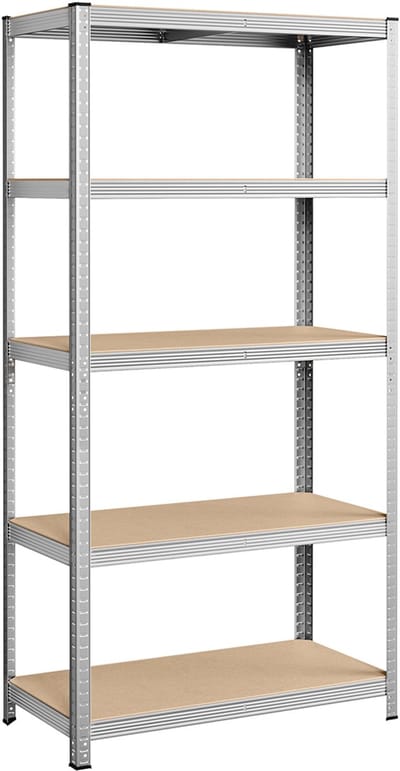 Opbergrek 1-delige set staand opbergrek met 5 lagen planken, stevig metalen frame, elke plank kan tot 120 kg dragen, geschikt voor garage, kelder en keuken, 50 x 100 x 200cm, zilver .