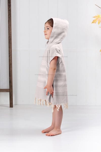 Jaju Baby - Kinderponcho - Badjas - Katoen - Bruin - 7/8 Jaar