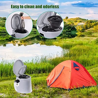 Draagbaar Campingtoilet met Afneembare Binnenemmer en Toiletpapierhouder - Ideaal voor Kamperen en Buitenactiviteiten