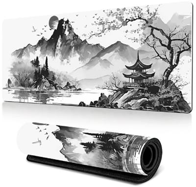 Gamingmuismat - Grote laptopmuismat - Muismat voor het volledige toetsenbord - Muismat - Inkttekening - Rubber - 90x40x0,3 cm - Geschikt voor thuis, op kantoor en voor comfortabel gamen - Inktwas