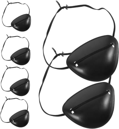 6 Stuks Oogmasker voor Halloween en Cosplay - Creatieve Oogkleppen, Zwart, 7.5x5.6x1 cm, Perfect voor Feesten en Verkleedpartijen