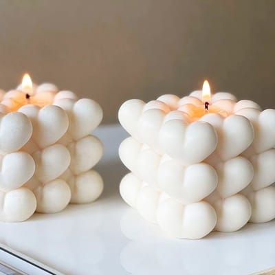 valentijn cadeautje voor haar- 2 stuks - Hart Bubbel - Bubble Kaars - Vegan - handgemaakt - Soja-Bubbelkaars -romantisch