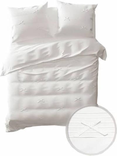 Heckett & Lane Dekbedovertrek Harper - Eenpersoons - 140x200/220 cm - White