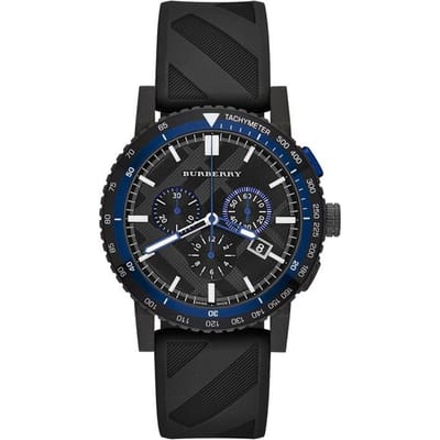 Montre homme Burberry BU9806 The City Chronographe Cadran Noir Caoutchouc Noir