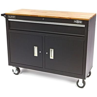 HBM profi verrijdbare gereedschapswagen, werkbank, 117 cm, zwart
