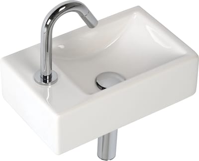 Plieger Houston & Lupo 2.0 Fonteinset – 37 x 23 x 11 cm – Complete set – Wasbak keramiek wit – Toiletkraan chroom links