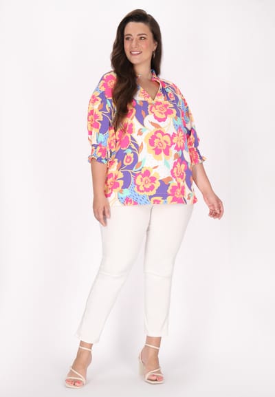 usha Grote maat blouse Dames roze rood