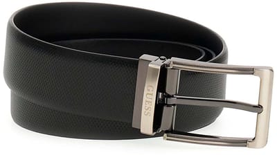 GUESS Leren Riem Leather Belt H35 W95 Black / Dark Brown Zwart Donkerbruin
