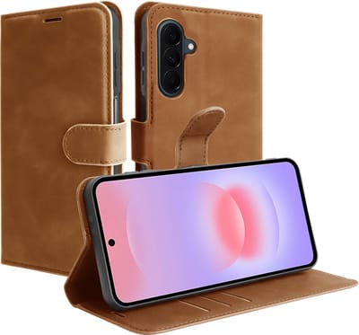 Just in Case hoesje geschikt voor Samsung Galaxy A37 Hoesje met Pasjeshouder - Premium Bookcase - Bruin