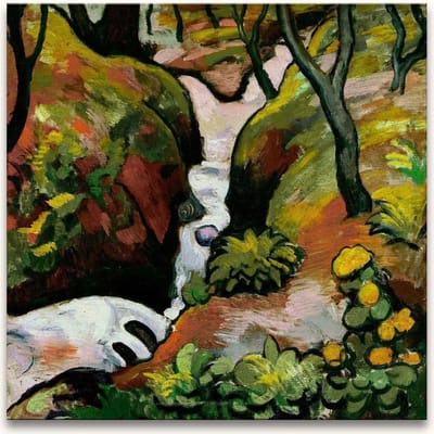 Handgeschilderd schilderij Olieverf op Canvas - August Macke – Woud Stroom