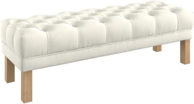 Zitbankje Gestoffeerd - Voetenbankje Bankje - Woonkamer Meubel - Diep Geknoopt Blad - 140 cm breed - Gebroken Wit