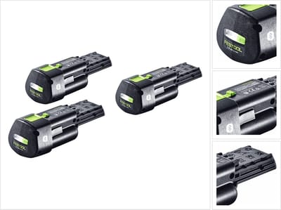 Festool accu set 3x BP 18 Li 3,0 Ergo I accu 18 V 3,0 Ah / 3000 mAh Li-Ion ( 3x 577704 ) met laadindicator