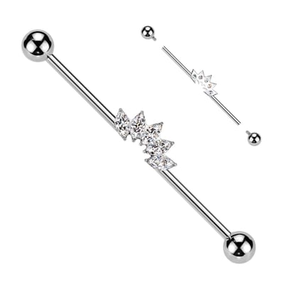 Industrial piercing titanium 5 Marquise fan - zilver - LMPiercings