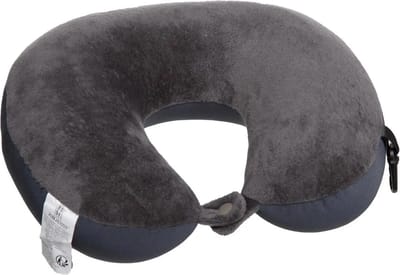 5Five Nekkussen Fluweel - antraciet - met ophangclip - polyester - reiskussen voor onderweg - kinderen en volwassenen