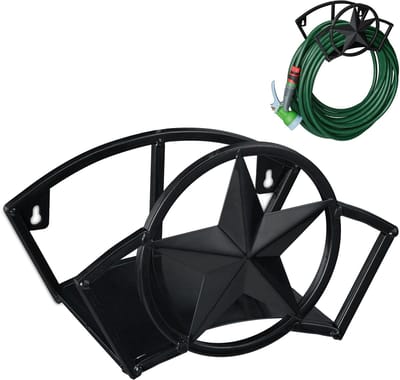 slanghouder - voor 45 m 5/8" tuinslang - staal - muur - zwart