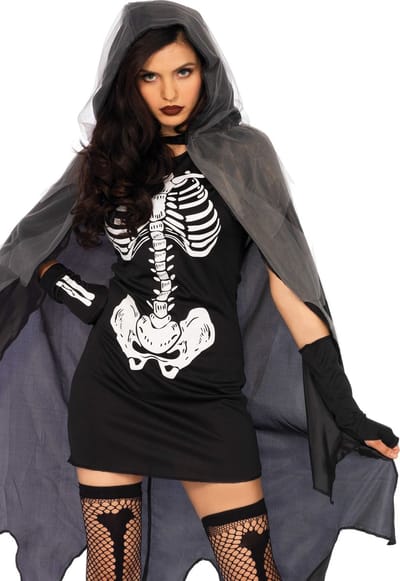 Grim Reaper Dress Volwassenen Vrouwen Grijs / Zwart Halloween en Horror Maat M
