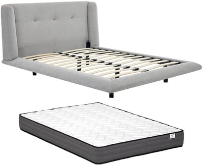 Vente-unique Bedframe stof lichtgrijs 140 x 190 cm