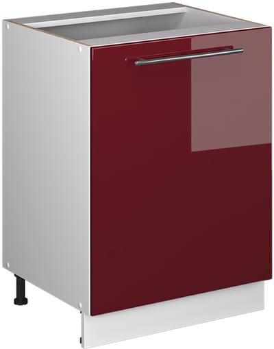 Vicco Keukenonderkast Fame-Line, Bordeauxrode hoogglans/Wit, 60 cm 1 deur zonder werkblad