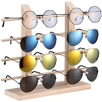 Houten Brillenstandaard voor 8 Brillen - Creatieve Brillenhouder voor Zonnebrillen en Leesbrillen