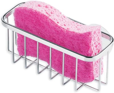 Famanu – Sponshouder voor spoelbak, roestvrij staal, compacte gootsteenorganizer voor spons en schuurspons