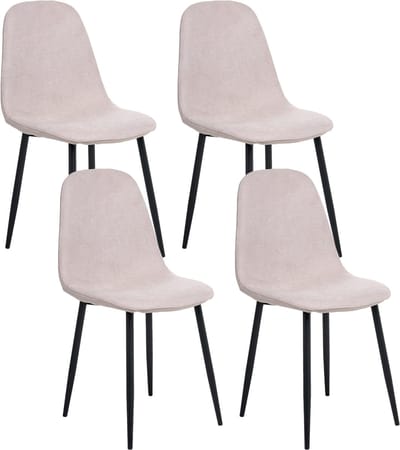 CRANDALL - Eetkamerstoel set van 4 - Beige - Polyester