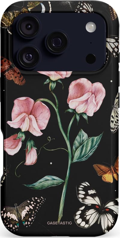 Casetastic hoesje geschikt voor Apple iPhone 17 Pro - MagSafe - Dubbellaagse bescherming - Vleugels en bloemen - Fashion Case - Grijs Lichtroze Groen