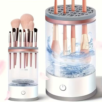 Elektrische Make-up Borstelreiniger & Droger - USB-aangedreven Make-up Borstelmachine met Automatische Spin Droger, Compacte Vanity Organizer voor Thuis, Reizen, Salon - Geen Batterij Nodig, Sneldrogende Borstelreiniger voor Professioneel en