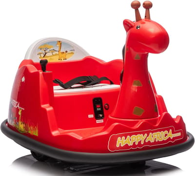 Elektrische Kinder Botsauto 6V - Giraffe Design - Met Afstandsbediening, 360° Rotatie, Bluetooth & LED - Voor Kinderen 2 tot 5 Jaar - Max 30kg - rood