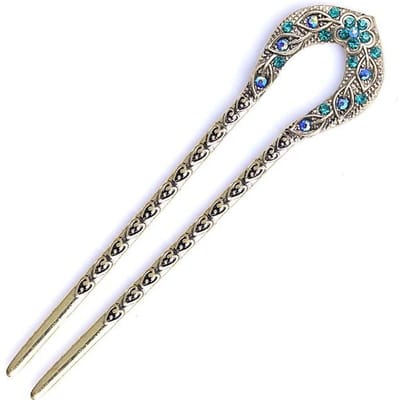Vintage haaraccessoires antiek brons vergulde haarspelden U-vorm haarstokspeld vrouwen strass bloemhaar