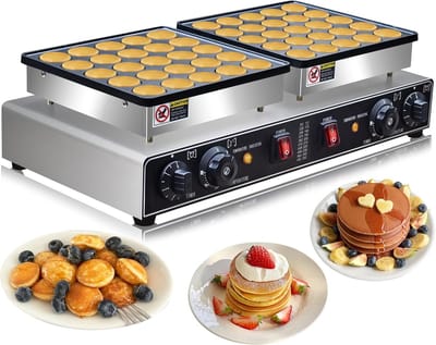 Pannenkoekenmaker - Mini Poffertjes Grill - Thuis Bakken - Snelle Gelijkmatige Verwarming - 50 Gaten - Roestvrij Staal