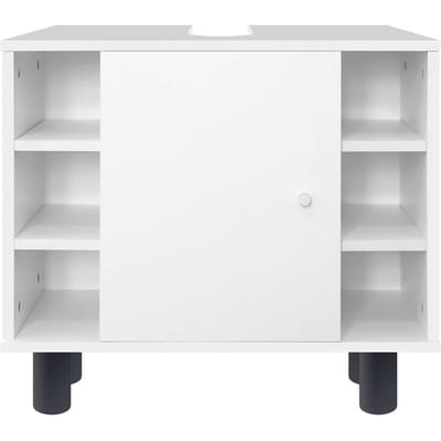 Badmeubel Badkamermeubel 60x54x32 cm met 1 deur en 6 planken Wit ML design