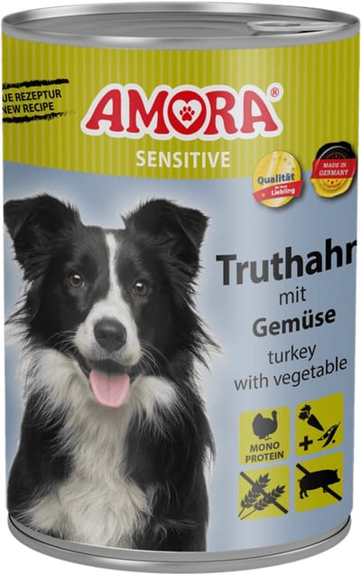 AMORA Dog Sensitive 6x400g - Kalkoen & Groenten