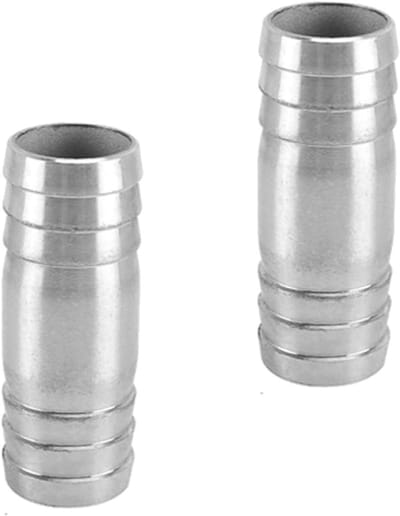 24mm RVS rechte slang schroefverbinder, 2-weg slangconnector voor afvoerslangen, slangverbinder (set van 2)