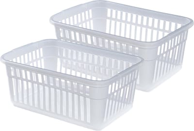 Whitefurze Opbergmand/kastmandjes - 2x - Kunststof - Transparant - 45 x 31 x 18 cm